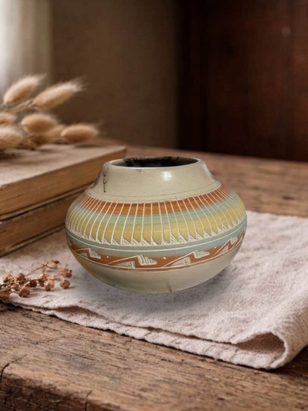 Signed Horsehair Pottery Studio Vase | Southwest Art Pottery | Handcrafted Ceram - Picture 2 of 5